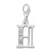 Handmade Personalised Letter H Clip On Charm with Rhinestones